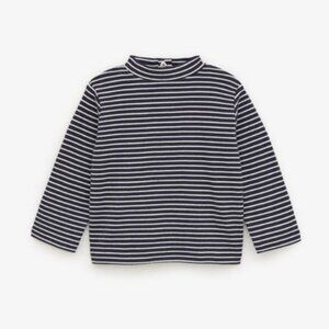 ZARA HIGH COLLAR STRIPED SHIRT Navy blue 4/5